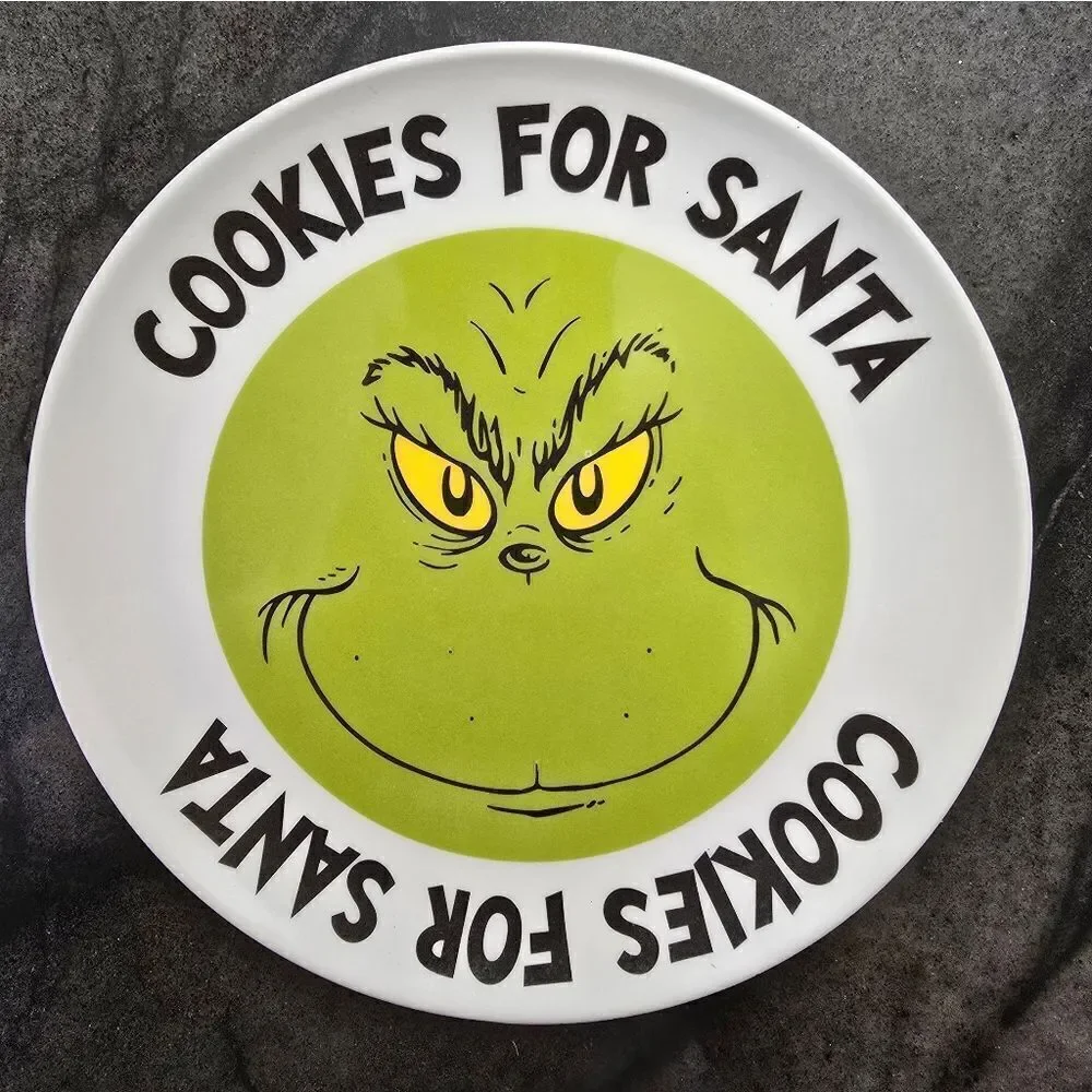 Nwt Christmas Cookies For Santa Grinch Plate